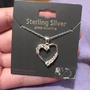 Sterling Silver cubic zirconia heart necklace